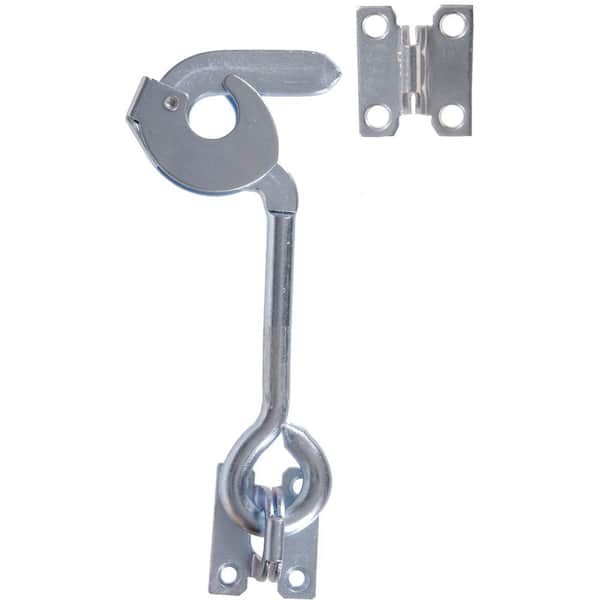 Hardware Essentials 8 in. Extra Heavy Safety Hook with Plate Staples in Zinc-Plated (3-Pack)