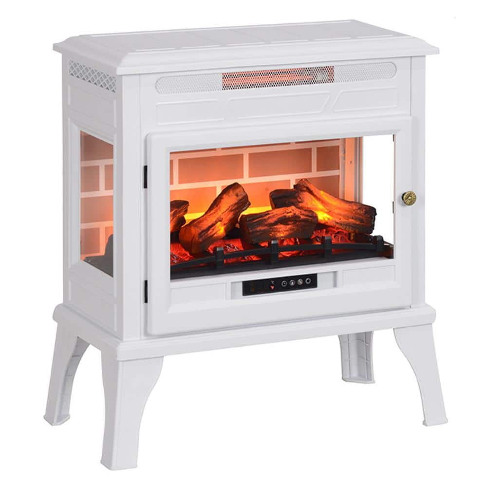 24.4 in. x 27.4 in. Freestanding Electric Fireplace Heater with Remote, Rea