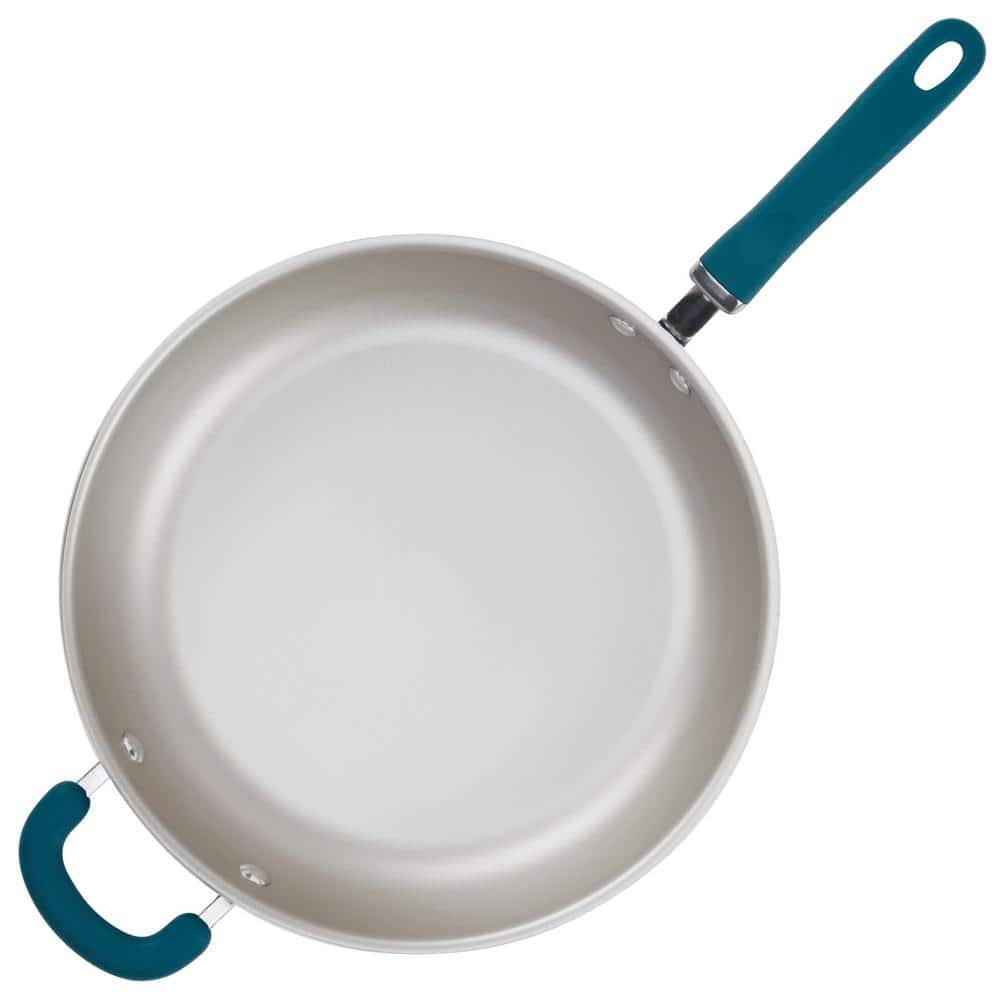 Teal Shimmer 12.5-Inch Aluminum Nonstick Deep Frying Pan