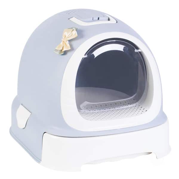 PAWSMARK Fully Enclosed Hooded Litter Pan with Front Entry Odor Close Door, Cat Litter Scoop Included