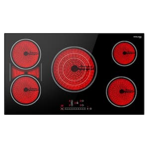 36 in. 5 Elements Ceramic Glass Radiant Electric Cooktop in Black with Tri-Ring Element and Bridge Element