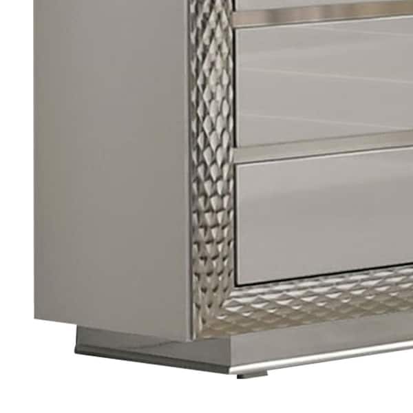 Benjara Vino 6 Drawer Wide Dresser, Gray Solid Wood, Silver ing Benjara Vino 6 Drawer Wide Dresser, Gray Solid Wood, Silver ing