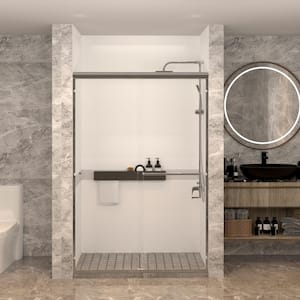 48 in. W x 72 in. H Double Sliding Framed Shower Door in Polished Chrome with Transparent Glass