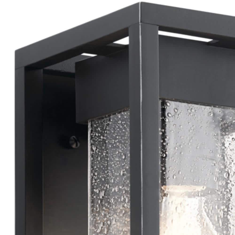 Mercer Black and Silver 12" Outdoor Wall Sconce with Clear Seeded Glass