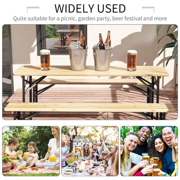 Outsunny 6 ft. Wooden Folding Picnic Outdoor Table Bench Set