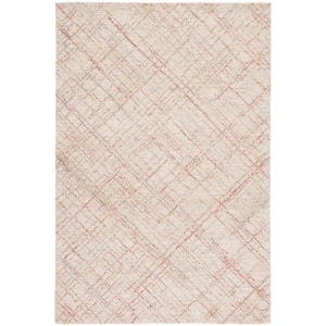 Micro-Loop Ivory/Red 3 ft. x 5 ft. Abstract Plaid Area Rug