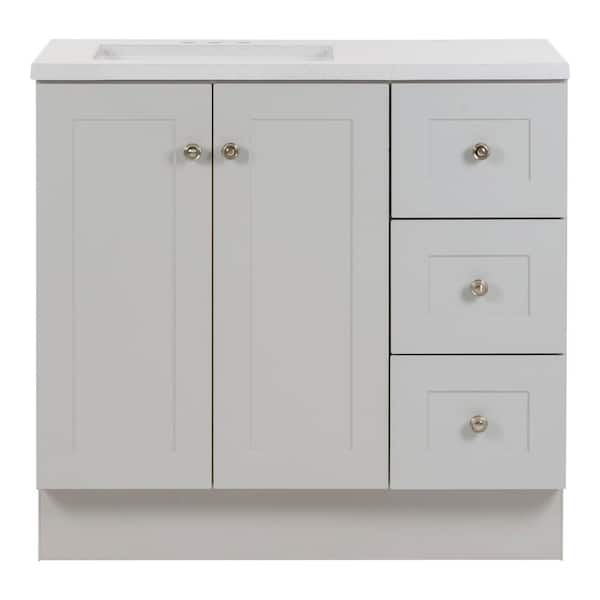 Bannister 37 in. Single Sink Pearl Gray Bath Vanity with Granite-Look Colorpoint White Cultured Marble Top (Assembled)