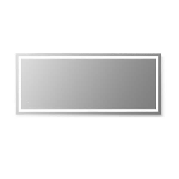 Altair Genova 72 in. W x 30 in. H Large Rectangular Frameless LED Light Wall Mount Bathroom Vanity Mirror in Silver