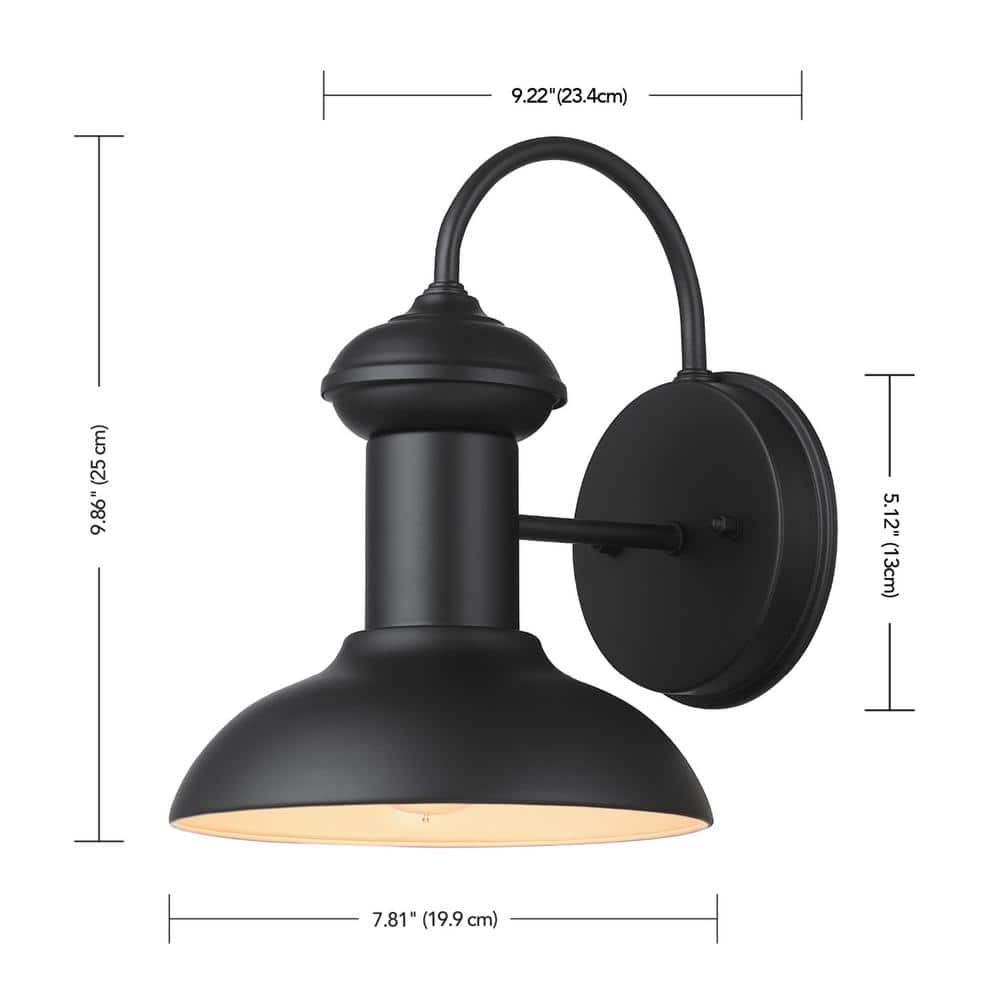Martes 10'' Matte Black Vintage Industrial Wall Sconce