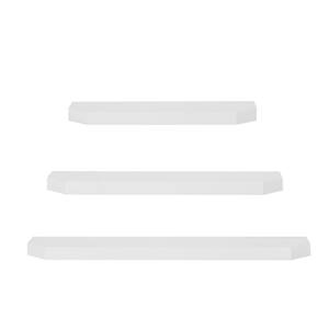 1.6 in. H x 36 in. W x 7 in. D White Wood Floating Wall Shelf (Set of 3)