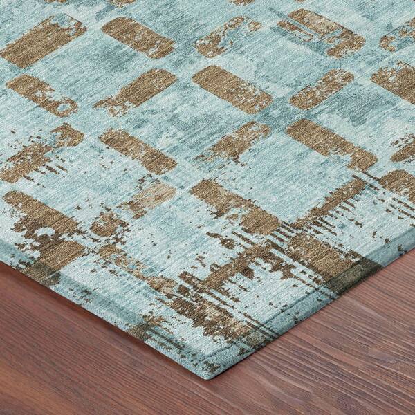 Chantille Machine Washable Indoor/Outdoor Abstract ACN2628 Teal 2 ft. x 3 ft. Accent Rug