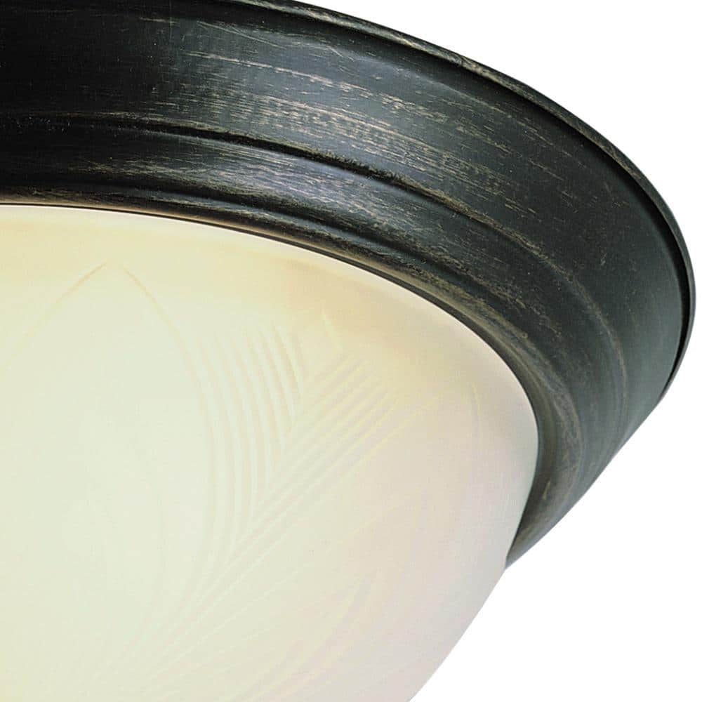 13-inch Frosted Glass Bowl Flush Mount Light in Rubbed Oil Bronze