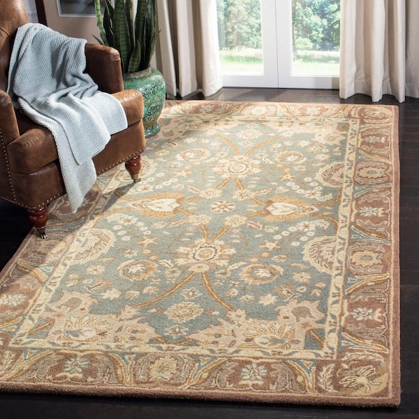 Anatolia Teal/Camel 6 ft. x 9 ft. Border Area Rug