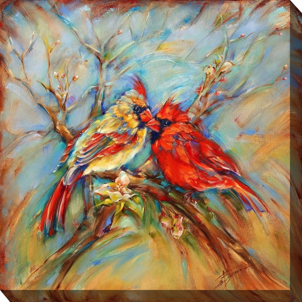 West of the Wind 24 in. x 24 in. Outdoor Spring Cardinals Art