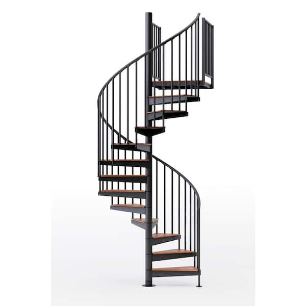 Condor Black Interior 60in Diameter, Fits Height 102in - 114in, 2 42in Tall Platform Rails Spiral Staircase Kit