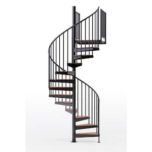 Condor Black Interior 60in Diameter, Fits Height 110.5in - 123.5in, 2 36in Tall Platform Rails Spiral Staircase Kit