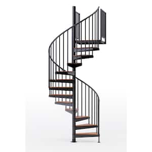 Condor Black Interior 60in Diameter, Fits Height 102in - 114in, 2 36in Tall Platform Rails Spiral Staircase Kit