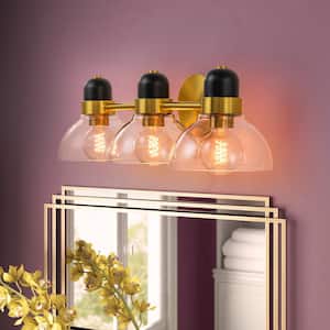 Kyle 24.4 in. 3-Light Aged Brass Dimmable Vanity Light