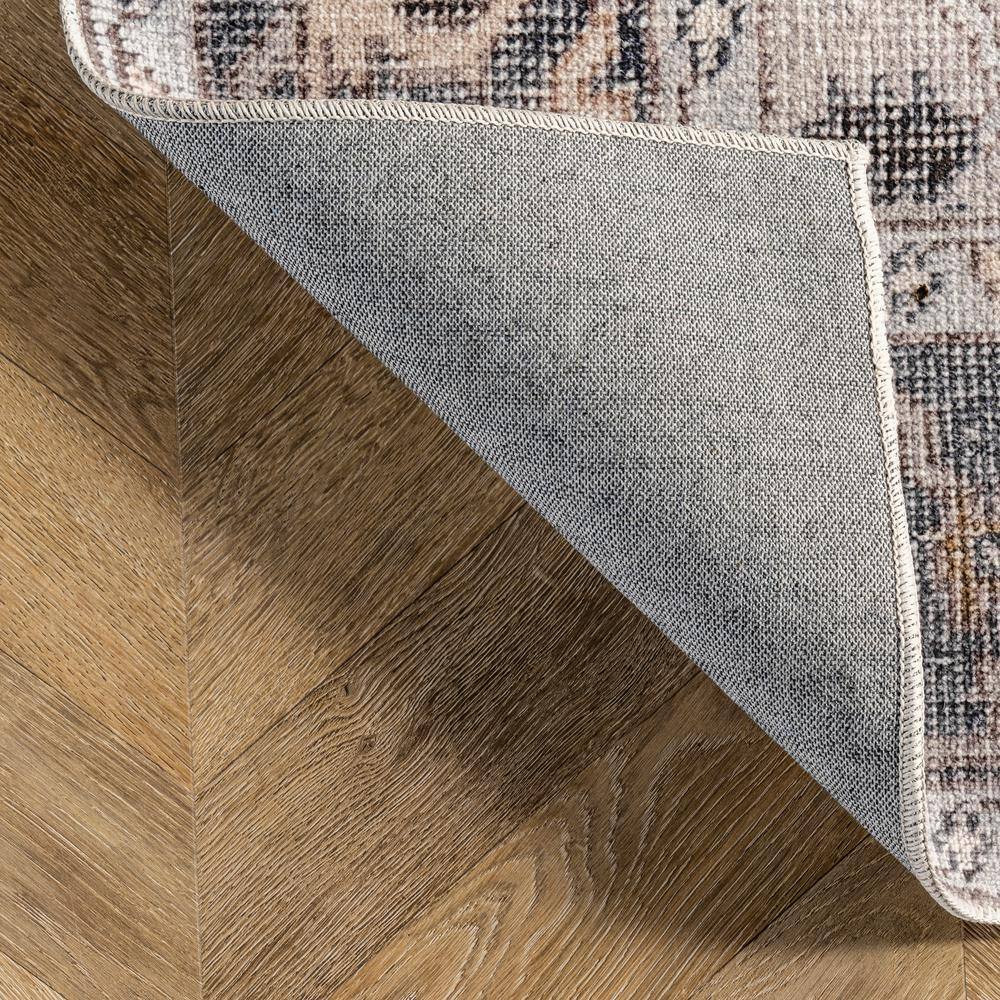 Ivory 8' x 10' Synthetic Medallion Washable Area Rug