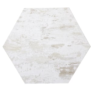 French Country Birch White 8 in. x 8 in. Hexagon Wood Look Glass Wall Tile (8 sq. ft./Case)