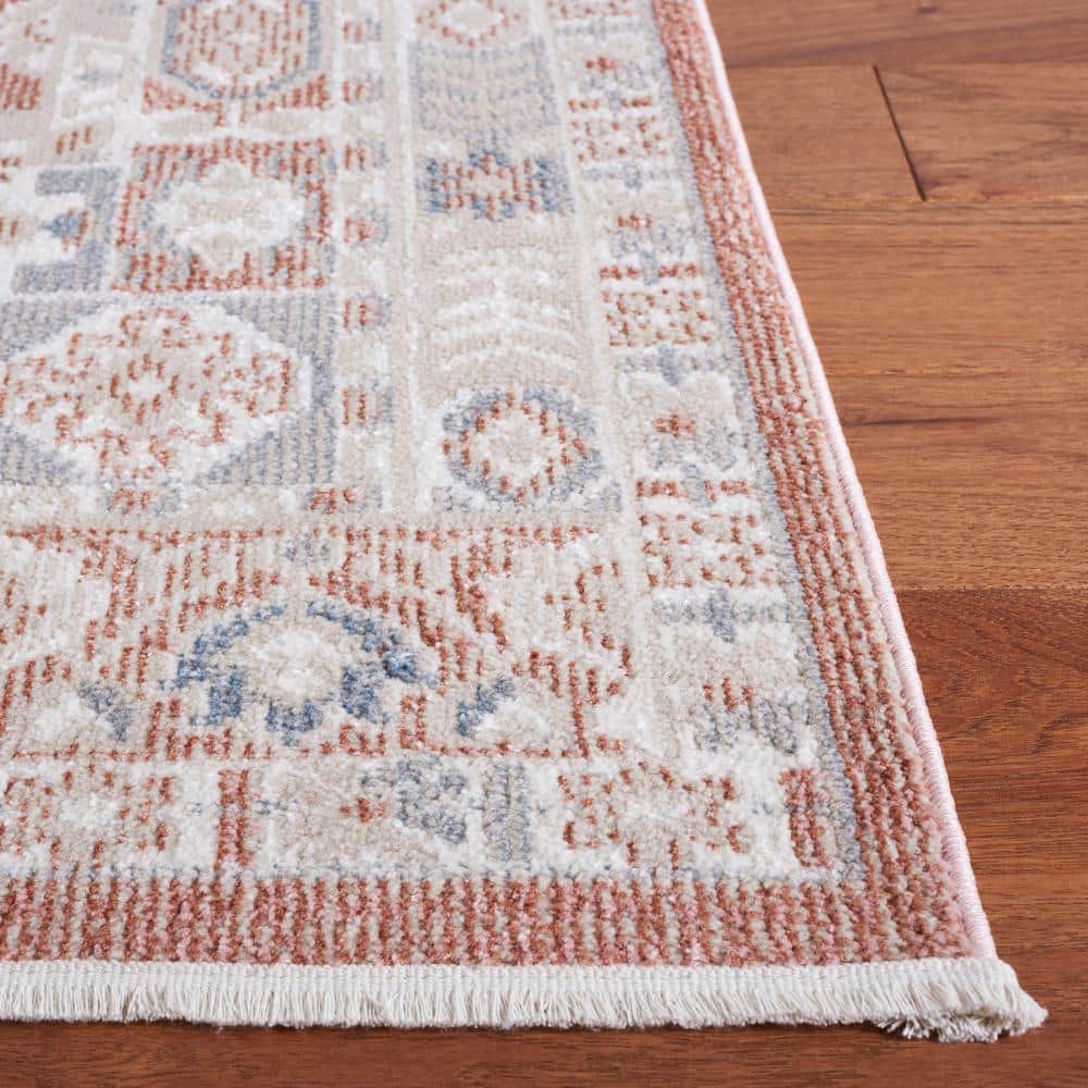 Blair Vintage Rose & Grey Hand-Knotted Synthetic Area Rug, 59"x84"