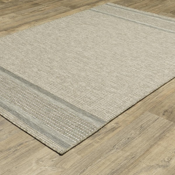 Thrasher Beige 2 ft. x 8 ft. Casual Geometric Polypropylene Indoor/Outdoor Runner Area Rug