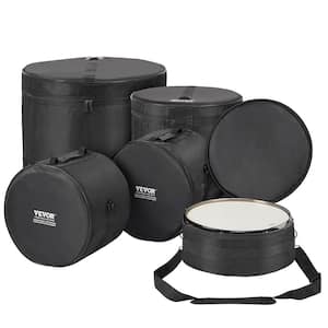 4.92 ft. Black Drum Bag Set 1680D Fabric Padded Drum Bags and Cases Briefcase with Detachable Shoulder Strap (5-Piece )