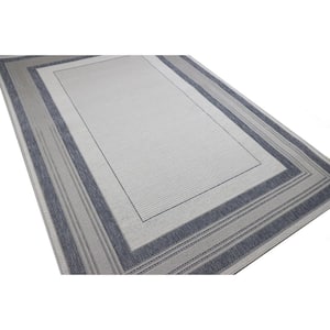 Lanai Grey/Blue 8 ft. x 10 ft. (7 ft. 10 in. x 10 ft.) Geometric Transitional Indoor/Outdoor Area Rug