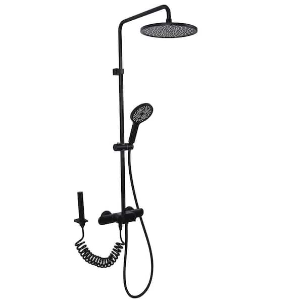Unbranded Single Handle 4-Spray Shower Faucet 2 GPM with Hand Shower, Pressure Balance&Anti Scald in. Matt Black(Valve Included)