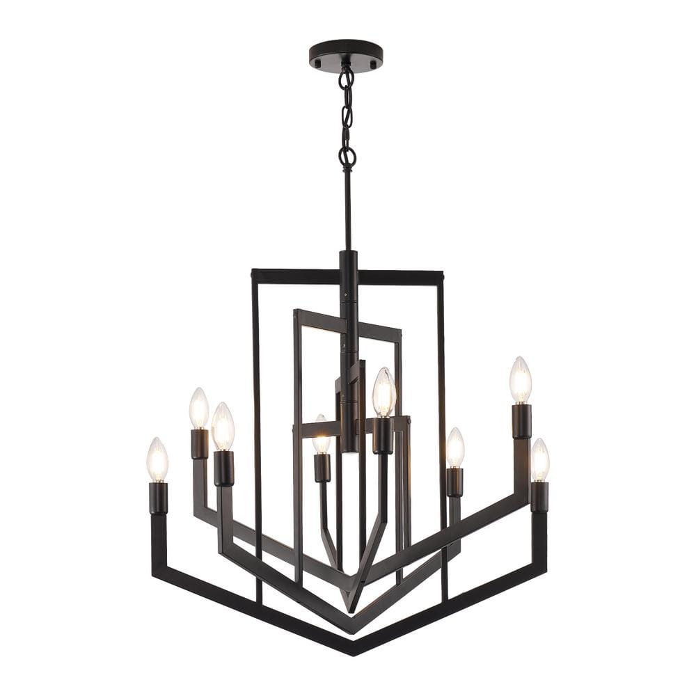 25.59 in. W 8-Light Black Kitchen Island Chandelier with E12 Bulb, No Bulbs Included price history on PriceWatchPro
