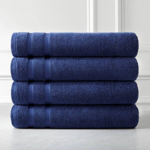 Southshore Fine Linens Ultra-Plush 4-Piece Navy Blue Cotton Bath Towels ...
