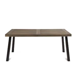 Della Rustic Metal and Gray Wood Outdoor Patio Dining Table
