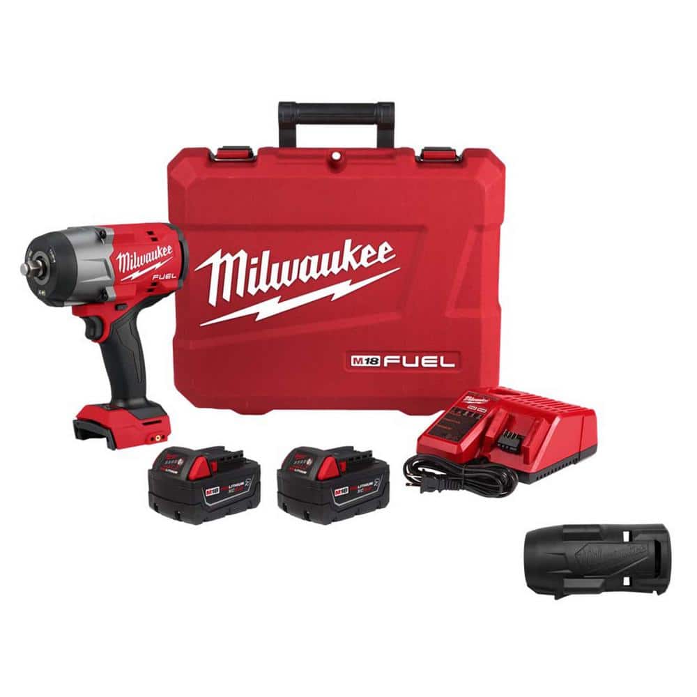 Milwaukee M18 FUEL 18V Lithium-Ion Brushless Cordless High-Torque 1/2 in. Impact Wrench w/Friction Ring Kit w/Protective Boot -  2967-22-2967