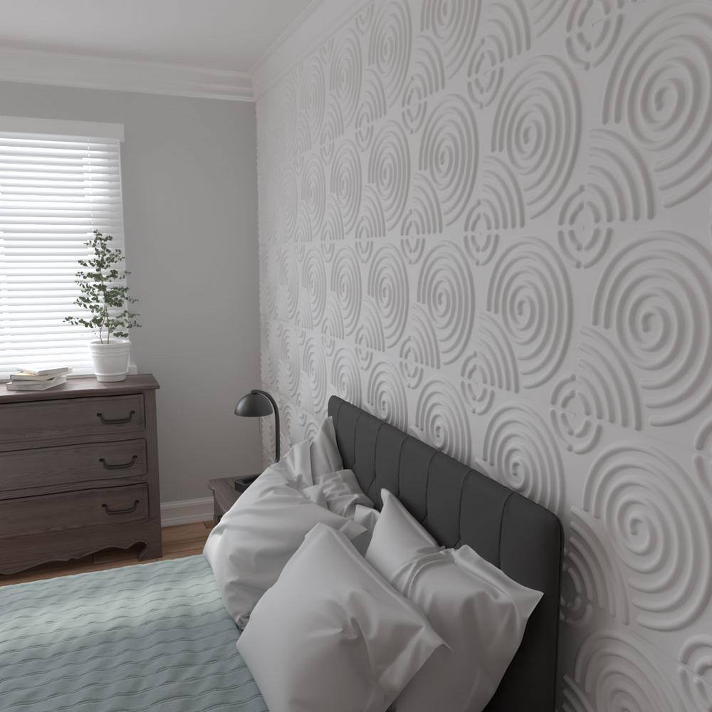 White Textured PVC 3D Decorative Wall Panels, 19.63" x 19.63"