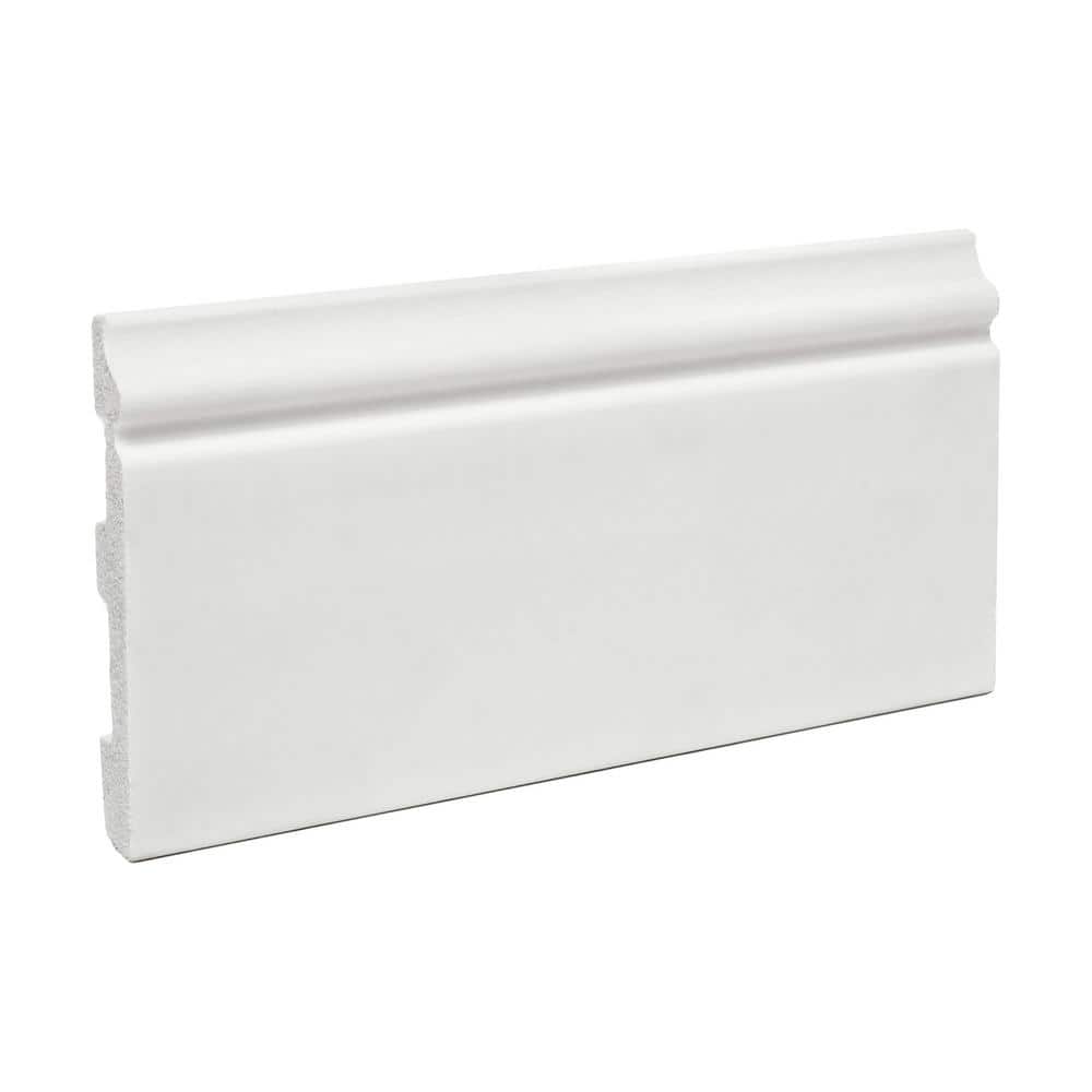 6-inch White Recycled Polystyrene Baseboard Moulding Sample