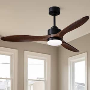 52 in. Indoor Modern Dark Brown Ceiling Fan with Lights Reversible Rotation and Remote Control