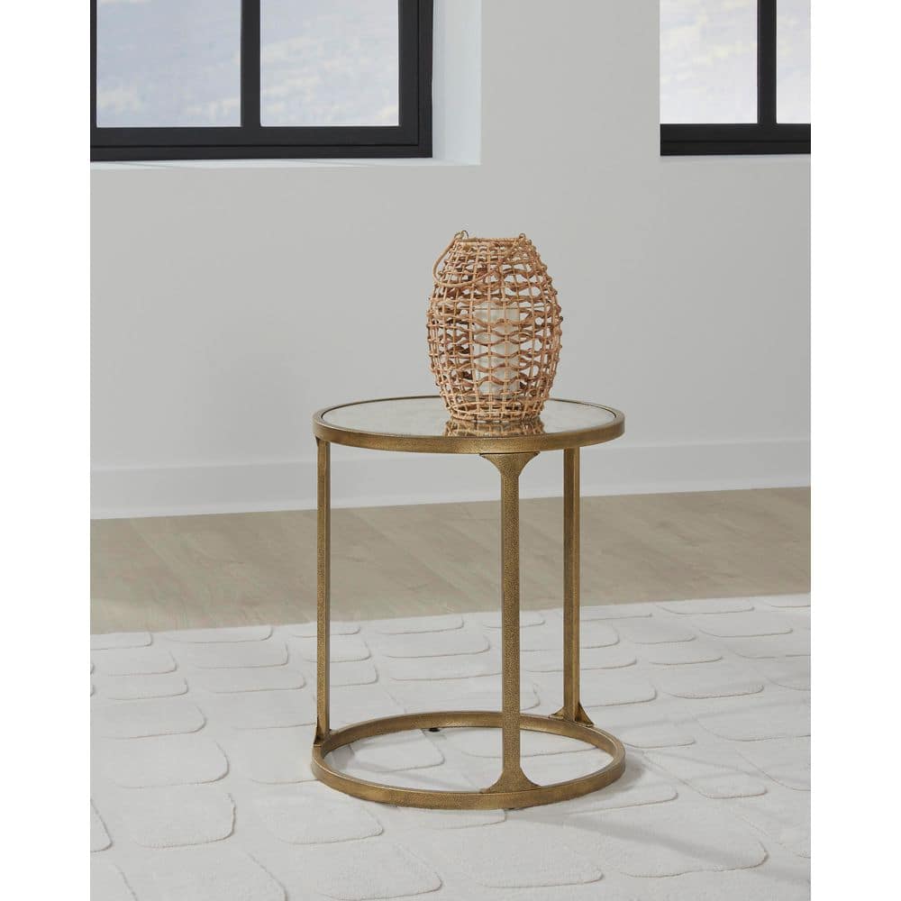 Korajane 20 in. Gold/Gray Round Faux Marble Top End Table price history on PriceWatchPro