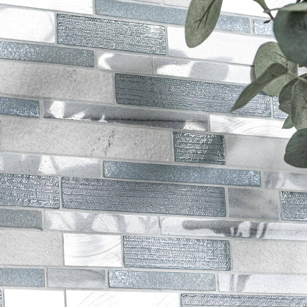 Harlow 12'' x 12'' Gray and White Glass Stone Mosaic Tile