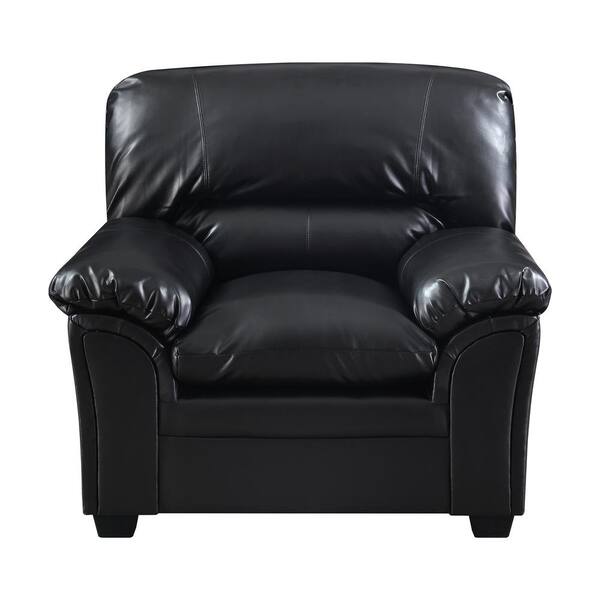 EVERGLADE HOME Arnau Black Faux Leather Arm Chair