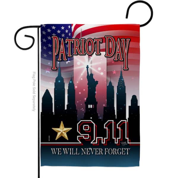 13 in. x 18.5 in. We Will Never Forget Double-Sided Garden Flag Readable Both Sides Patriotic Patriot Day Decorative