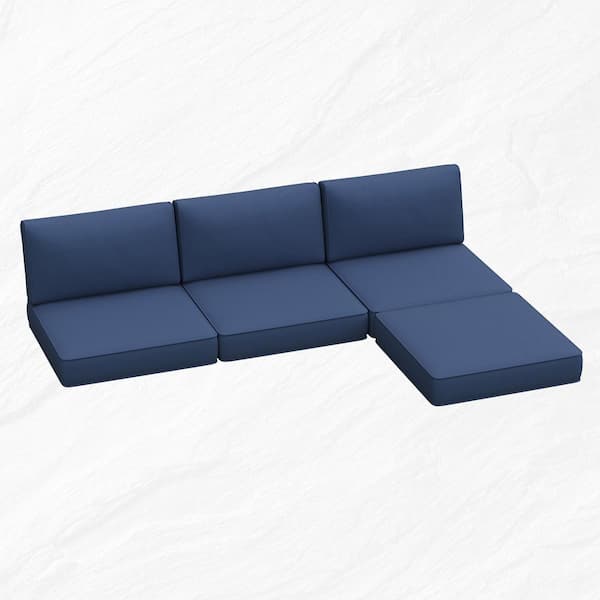 26 in. x 26 in. x 4 in. (7-Piece) Deep Seating Outdoor Sectional Cushion Set Navy Blue