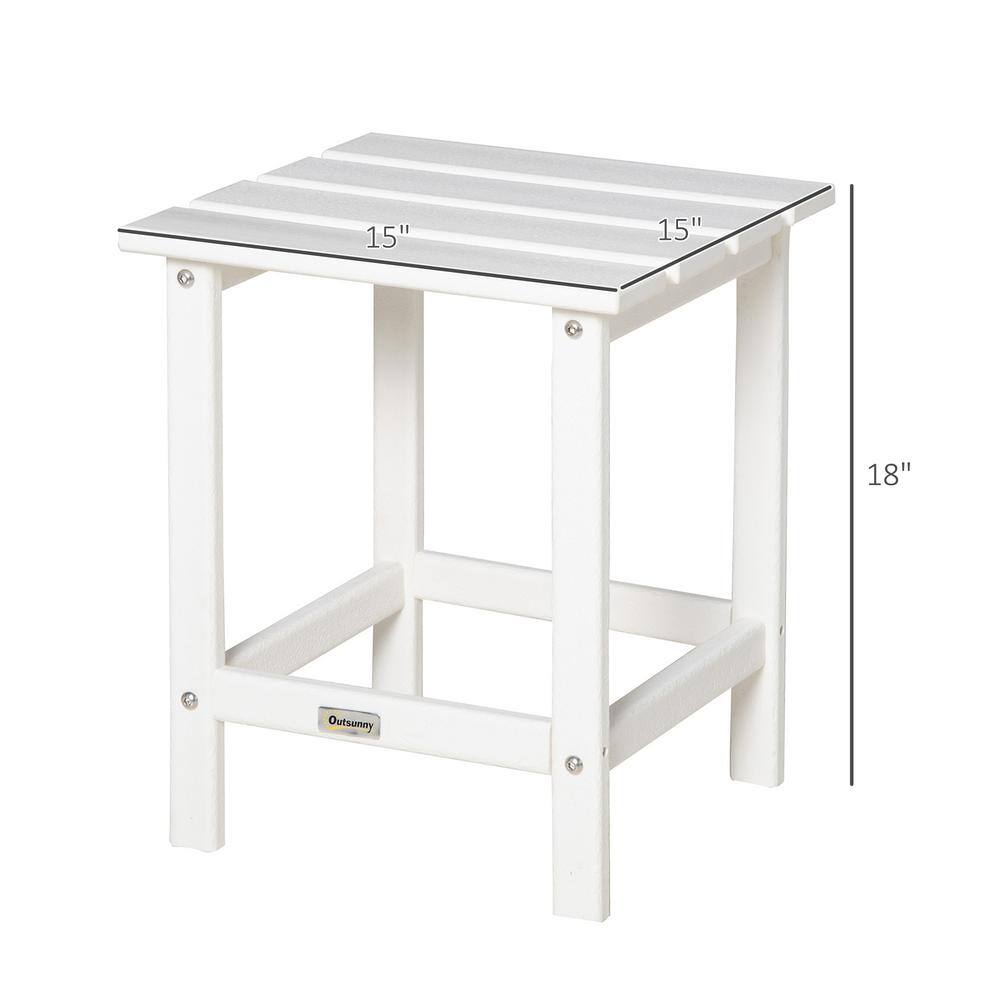 Outsunny White HDPE Plastic Square Patio Side Table