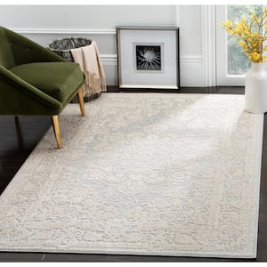 Reflection Light Gray/Cream 4 ft. x 6 ft. Floral Border Area Rug