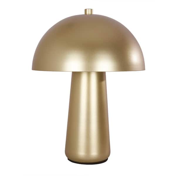 Pia Ricco 15.7 in. 1-Light Mini Brass Mushroom Accent Table Lamp with Bulb Included