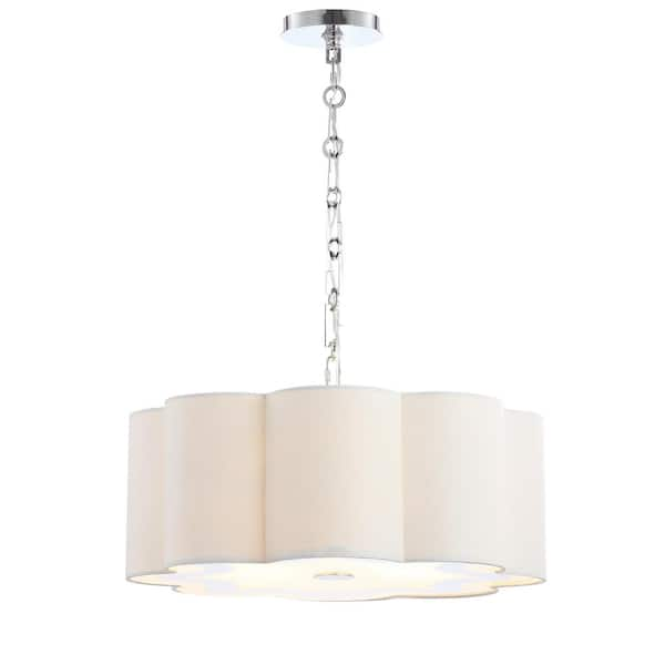 Jonathan Y Coquille 4-Light 20 Adjustable Scalloped Shade Metal LED Pendant - Chrome/White