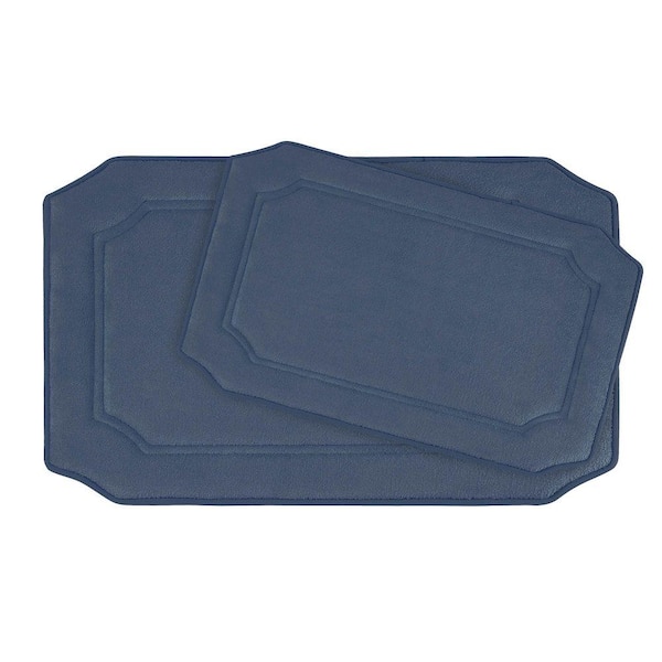 BounceComfort Walden Dusty Blue Memory Foam 2-Piece Bath Mat Set