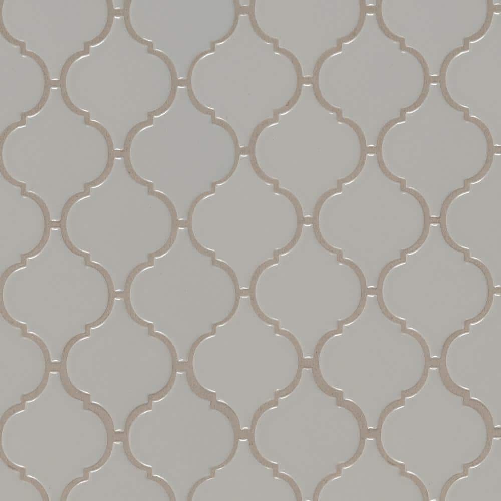 MSI Domino Gray Arabesque 10.87 in. x 12.43 in. Glossy Porcelain Patterned Look Floor and Wall Tile (20 Sq. ft./Case), Gray Glossy