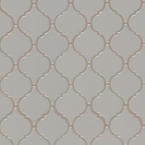 Domino Gray Arabesque 10.87 in. x 12.43 in. Glossy Porcelain Patterned Look Floor and Wall Tile (20 sq. ft./Case)