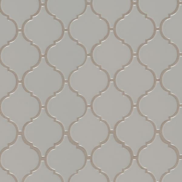 MSI Domino Gray Arabesque 10.87 in. x 12.43 in. Glossy Porcelain Patterned Look Floor and Wall Tile (20 sq. ft./Case)