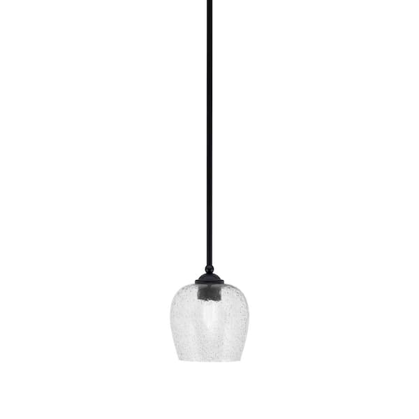 Unbranded Clevelend 100-Watt 1-Light Black Pendant Mini Pendant Light with Smoke Bubble Glass Shade Light Bulb Not Included